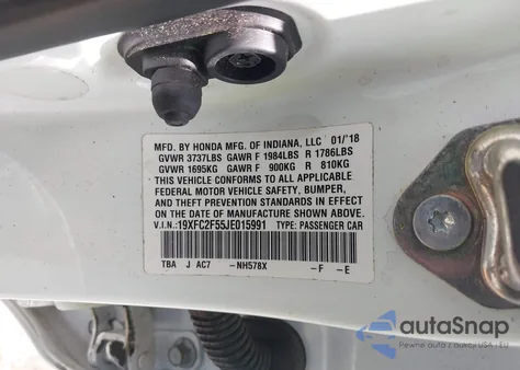 2018 Honda Civic Lx from USA, damaged, VIN 19XFC2F55JE015991